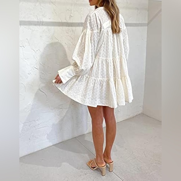 TIPTUPU Women's Bohemian Floral Print Button Down Long Lantern Sleeve Sz M - Picture 4 of 16